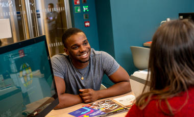 Student using Student Services